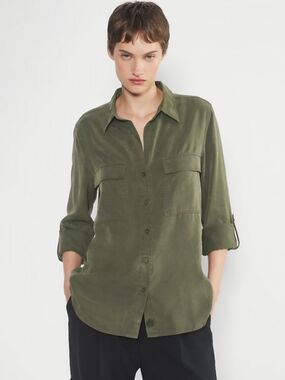 Babaton Olive Green Utility Country Core Button-Down Shirt
